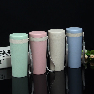 小麥色雙層塑膠300ml水杯